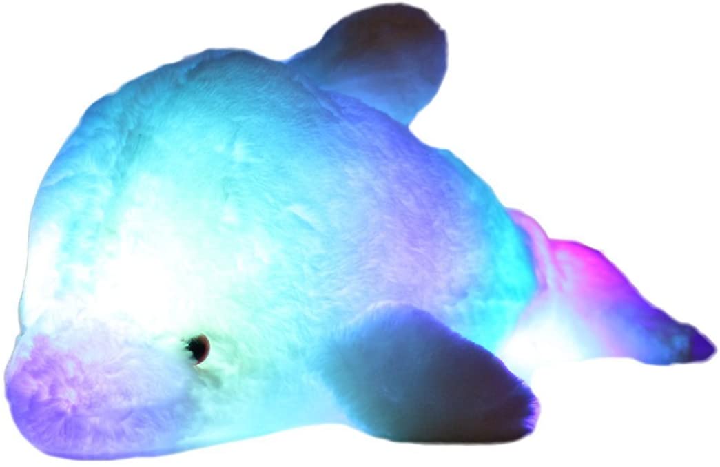 Leuchtender Delphin Stofftier LED Nachtlicht Kuscheltier Einschlaflicht Delfin 