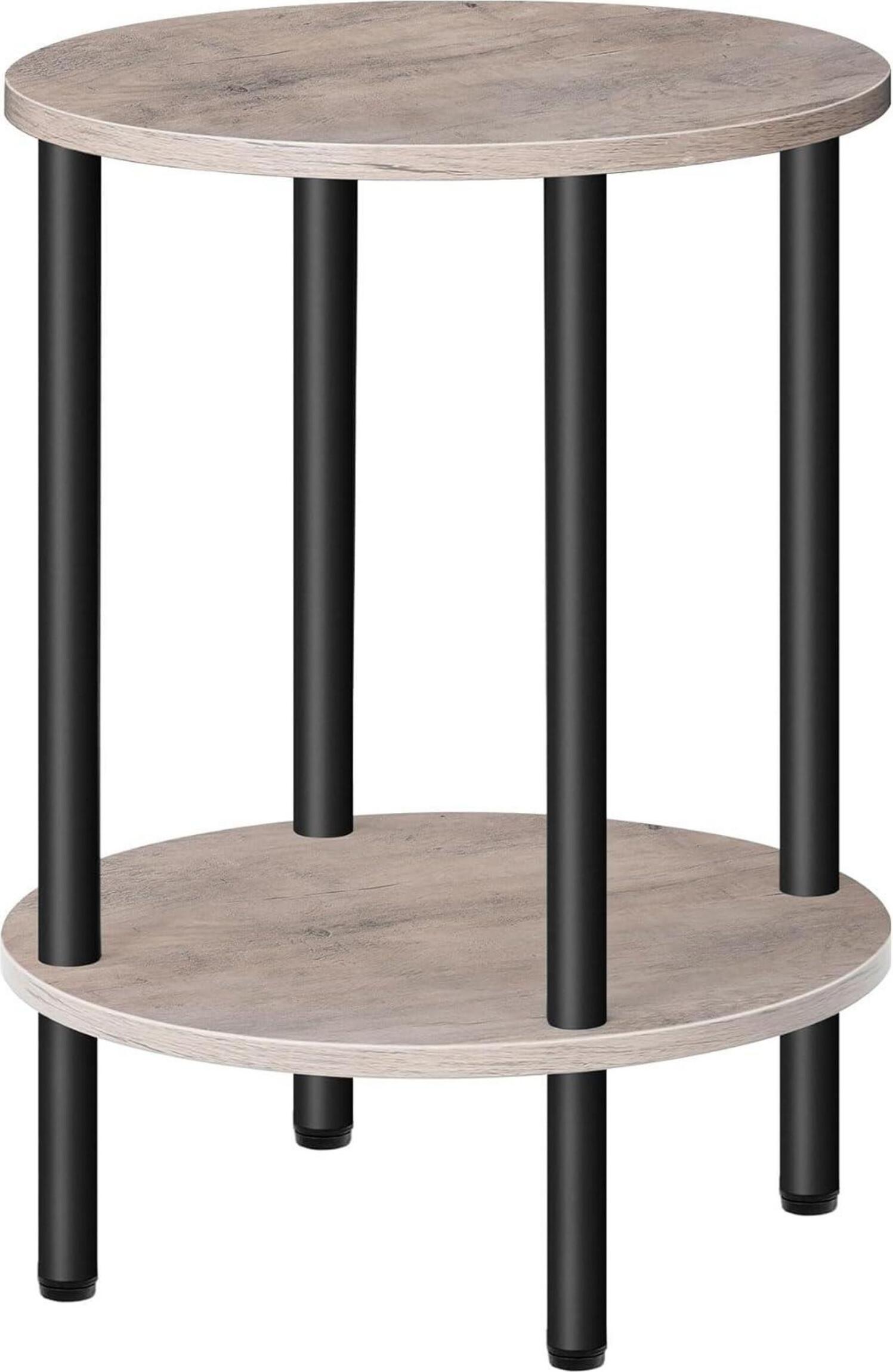 Sonstige CHOEZON Runder Beistelltisch mit 2 Ablagen Grau-Schwarz 32x32x55cm - DTBZ01BG