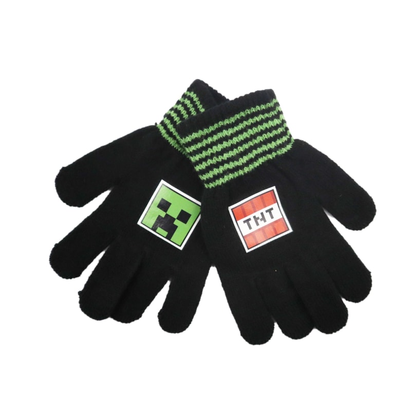 Minecraft Creeper Kinder Handschuhe – Warme Strickhandschuhe In Grün Oder Schwarz | One Size Bis Ca. 8 Jahre | Offizielles Lizenzprodukt