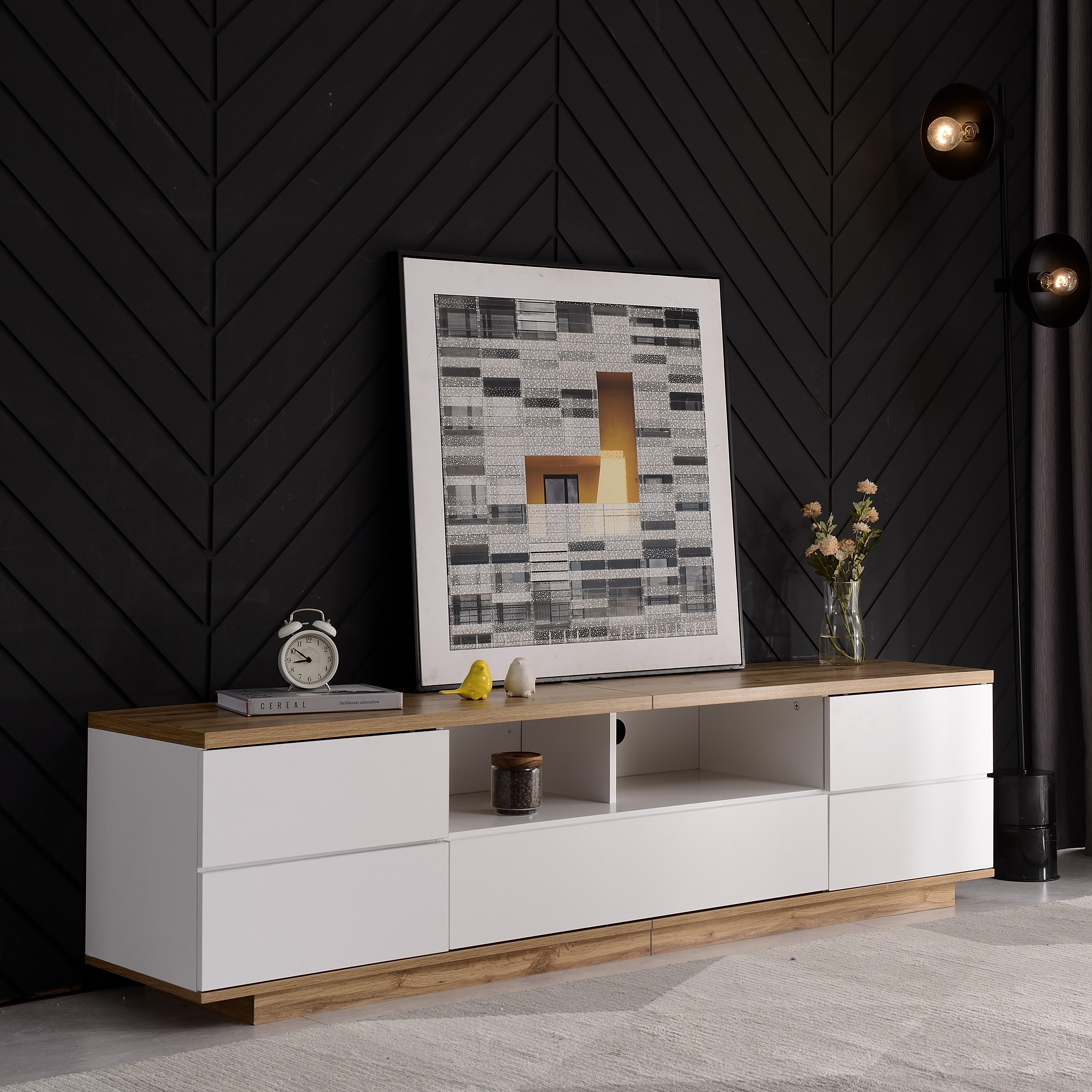 Nízká TV skříňka Merax TV skříňka 180 cm s velkým úložným