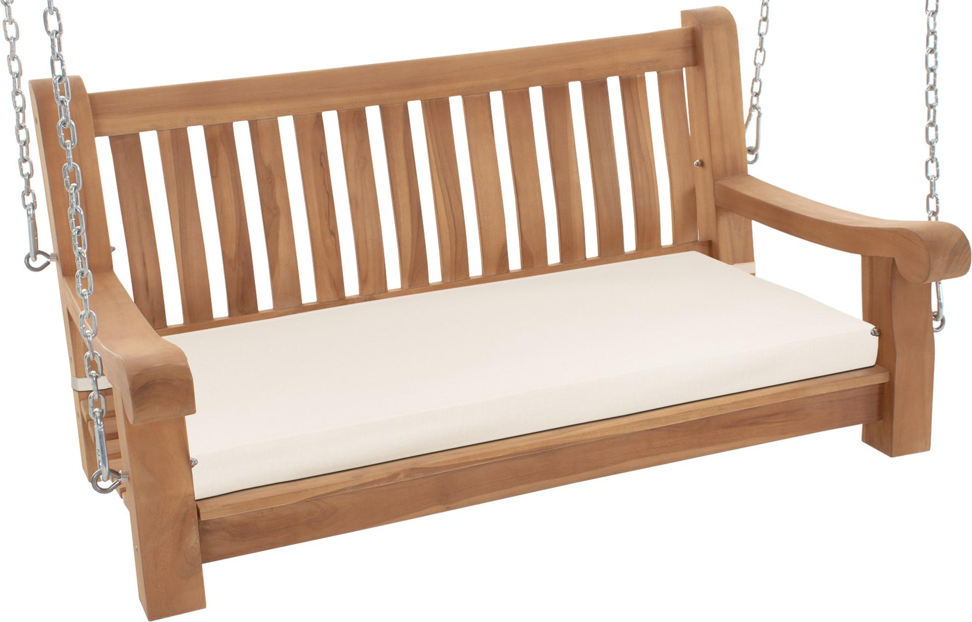 Schaukelbank MUVER - Holz Creme 120x70x62 cm | Hängebank Gartenschaukel Zum Aufhängen Veranda-Schaukel