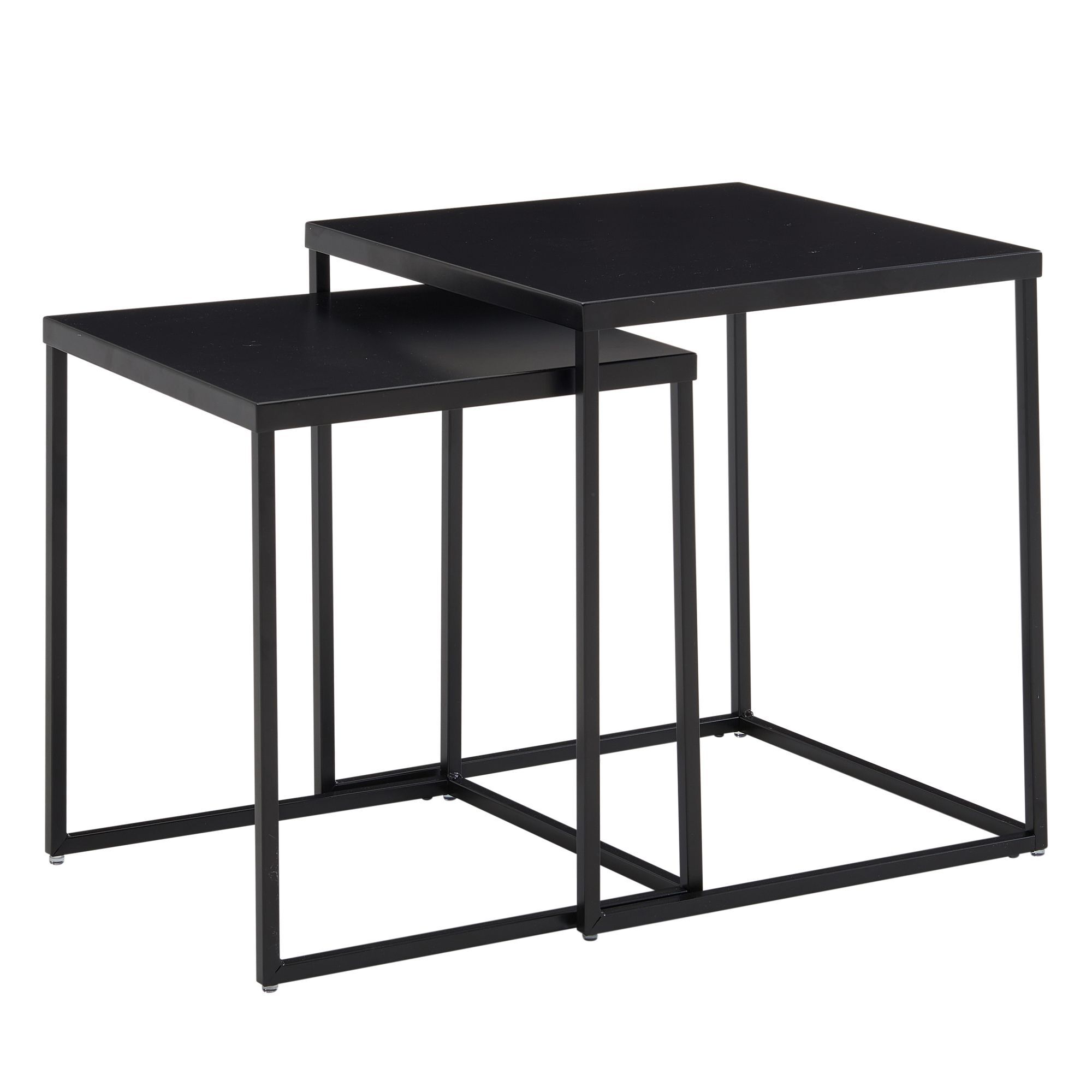 tinkaro Wohnzimmertisch 2-teilig eckig DASHAN Metall Beistelltisch Schwarz 013388