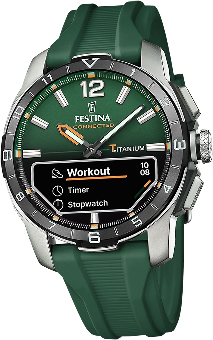 Festina pánske hodinky silikónové zelené Festina Connected náramkové hodinky D2UF23000/2