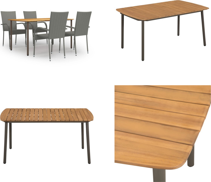 vidaXL 5 ks záhradný jedálenský set poly ratan sivý - Záhradný jedálenský set - Záhradné jedálenské sety - Záhradné sety - Záhradné sety