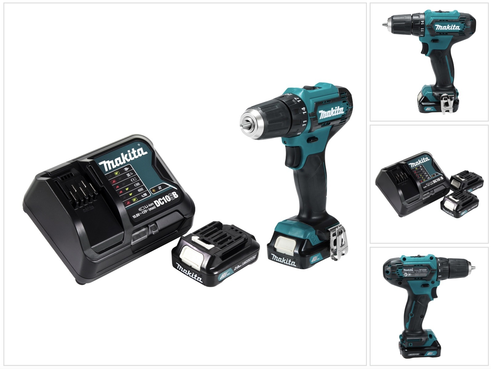 Makita DF 333 DSAL1 Akumulátorové vŕtacie kladivo 12 V max. spotreba energie 30 Nm + 2x akumulátor 2,0 Ah + nabíjačka