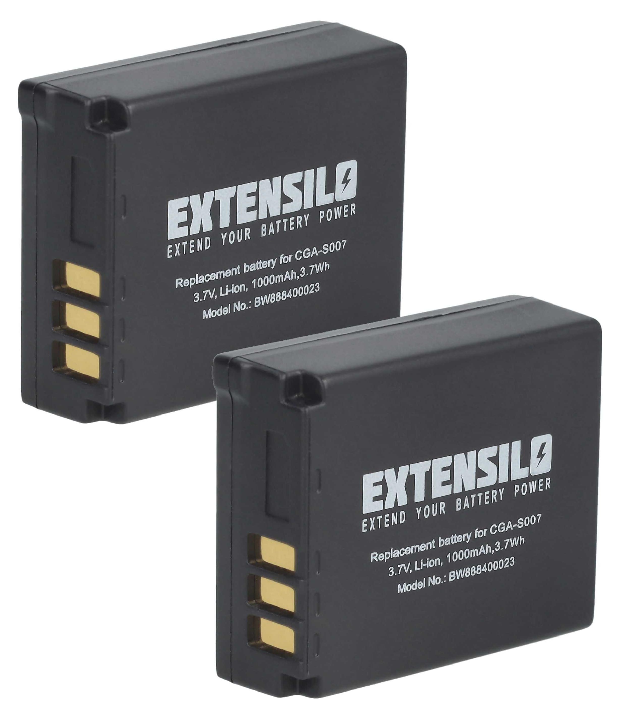 2 Batterie Li-ion CGA-S007 / DMW-BCD10 Per Panasonic Lumix TZ1, TZ2, TZ3, TZ4, TZ5, TZ11, TZ15, TZ50 – Alta Capacità, Senza Effetto Memoria