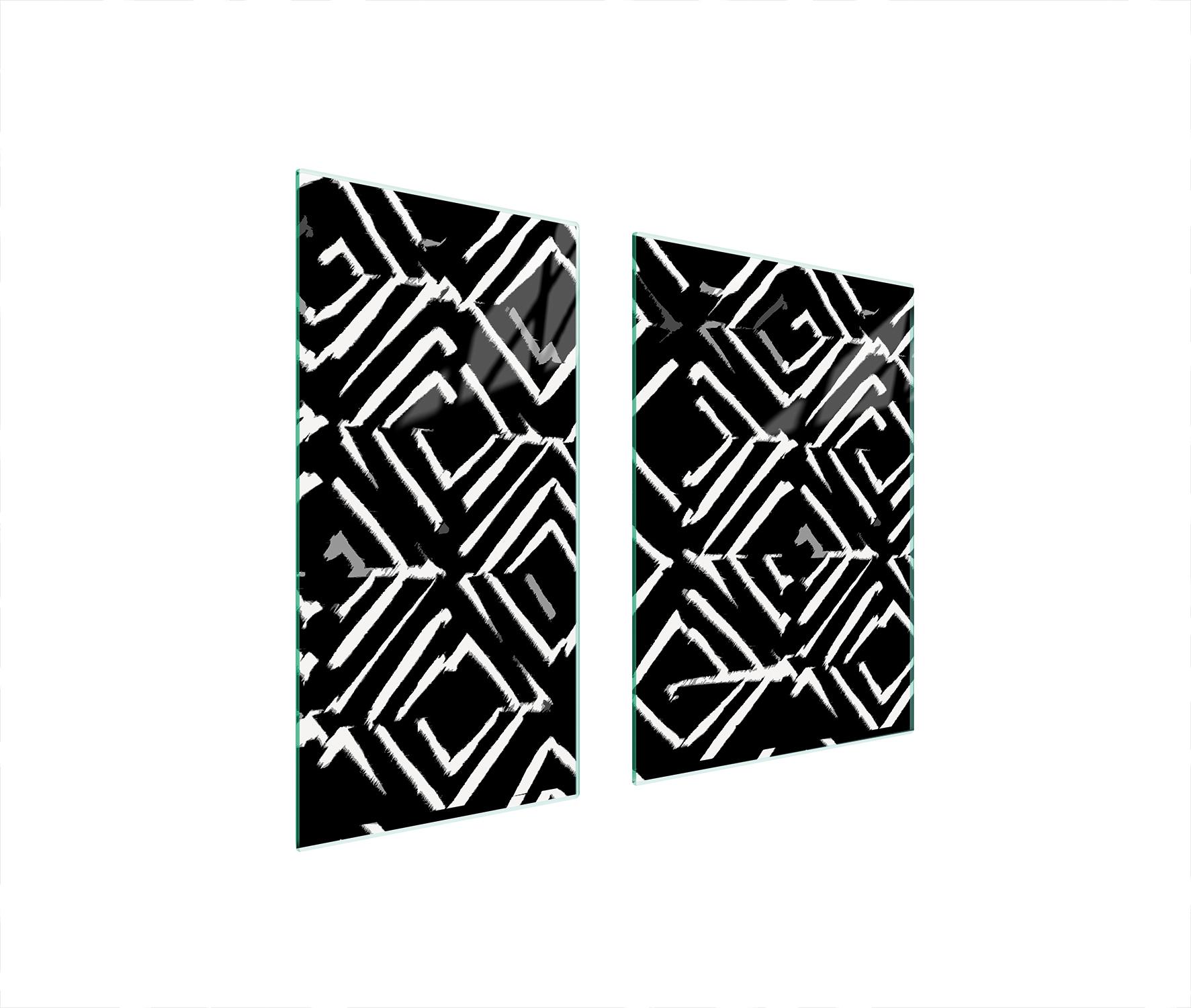 TMK ArtDeko Herdabdeckplatten 2 teilig 75x52 Ceranfeld Abdeckung Glas Schneidebrett Stück Schwarz