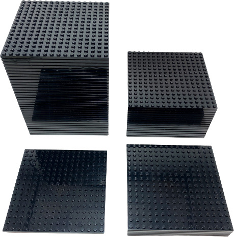 3x LEGO stavebnica 16x16, cierna