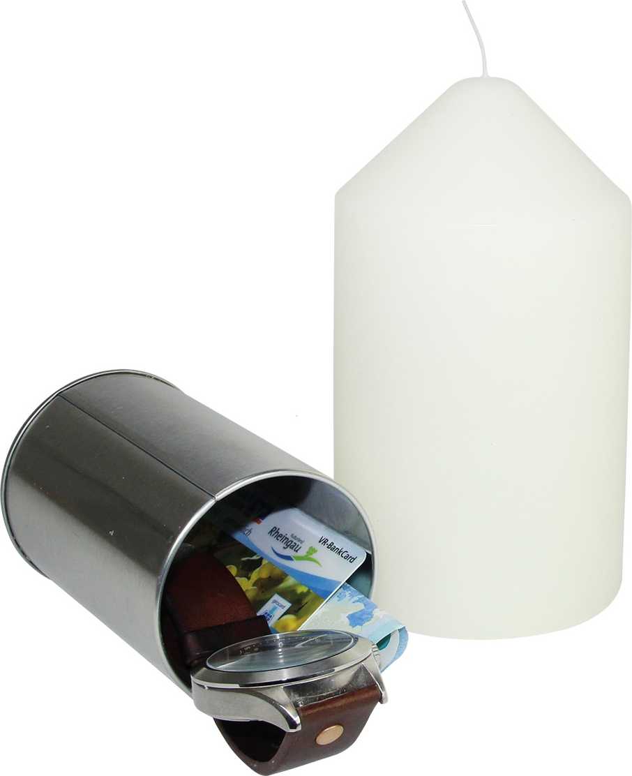 KH Security Kerzen-Safe mit echter Kerze, unauffällig, transportabel, 90x90x150 mm 370180