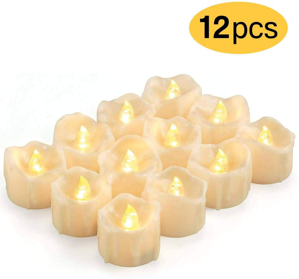 Teelichter flackernd Kerzen mit Flackereffekt Dekoration für Weihnachtsbaum Ostern Hochzeit Party Warm weiß 12pcs LED Flammenlose Kerzen mit CR2032 Batterien Vivibel LED Kerzen 