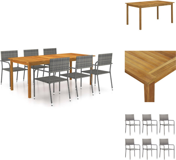vidaXL 7-dielny záhradný jedálenský set sivý - Záhradné nábytkové zostavy