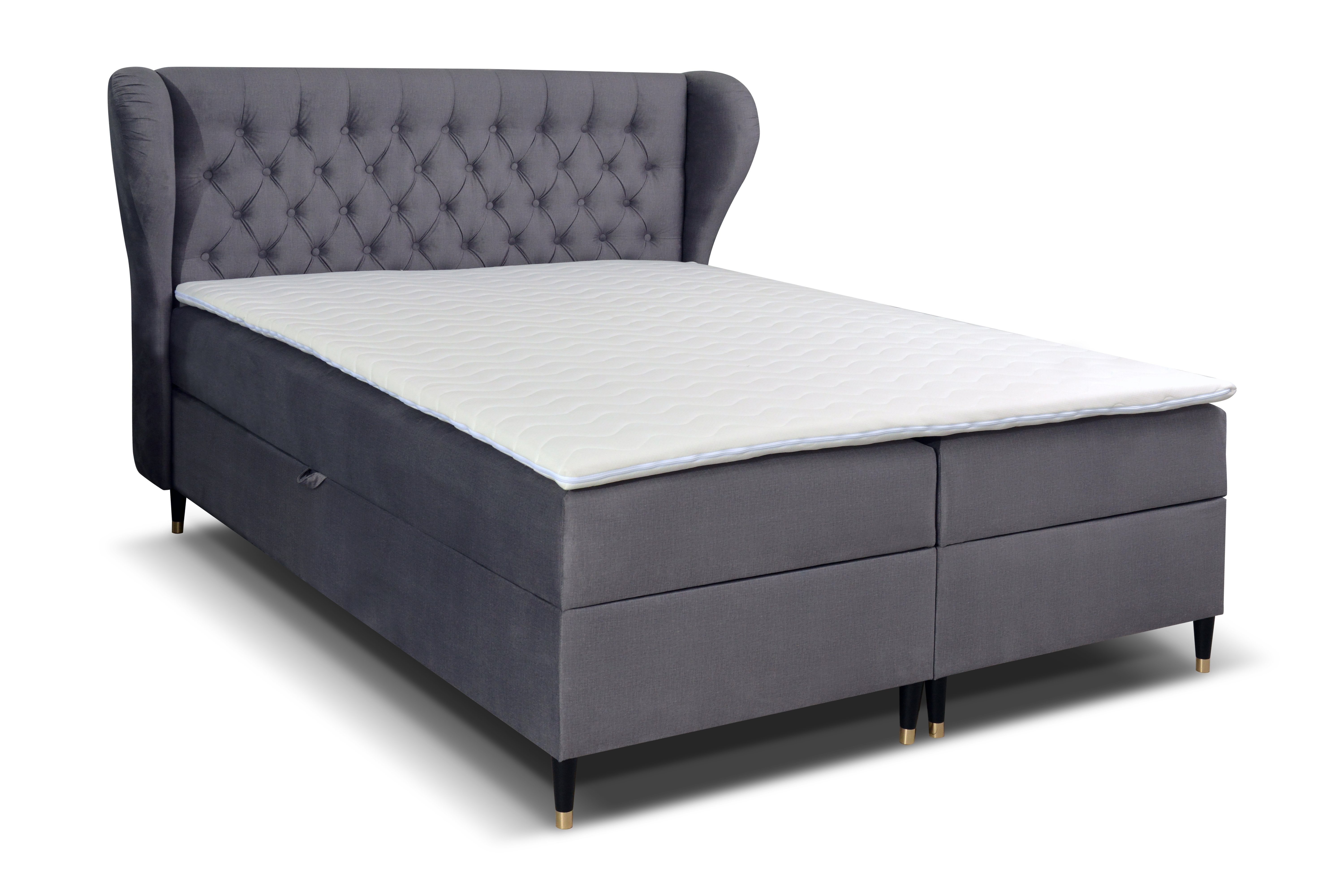 MOB, Manželská posteľ Boxspring 180 cm - Ortun (tmavosivá)