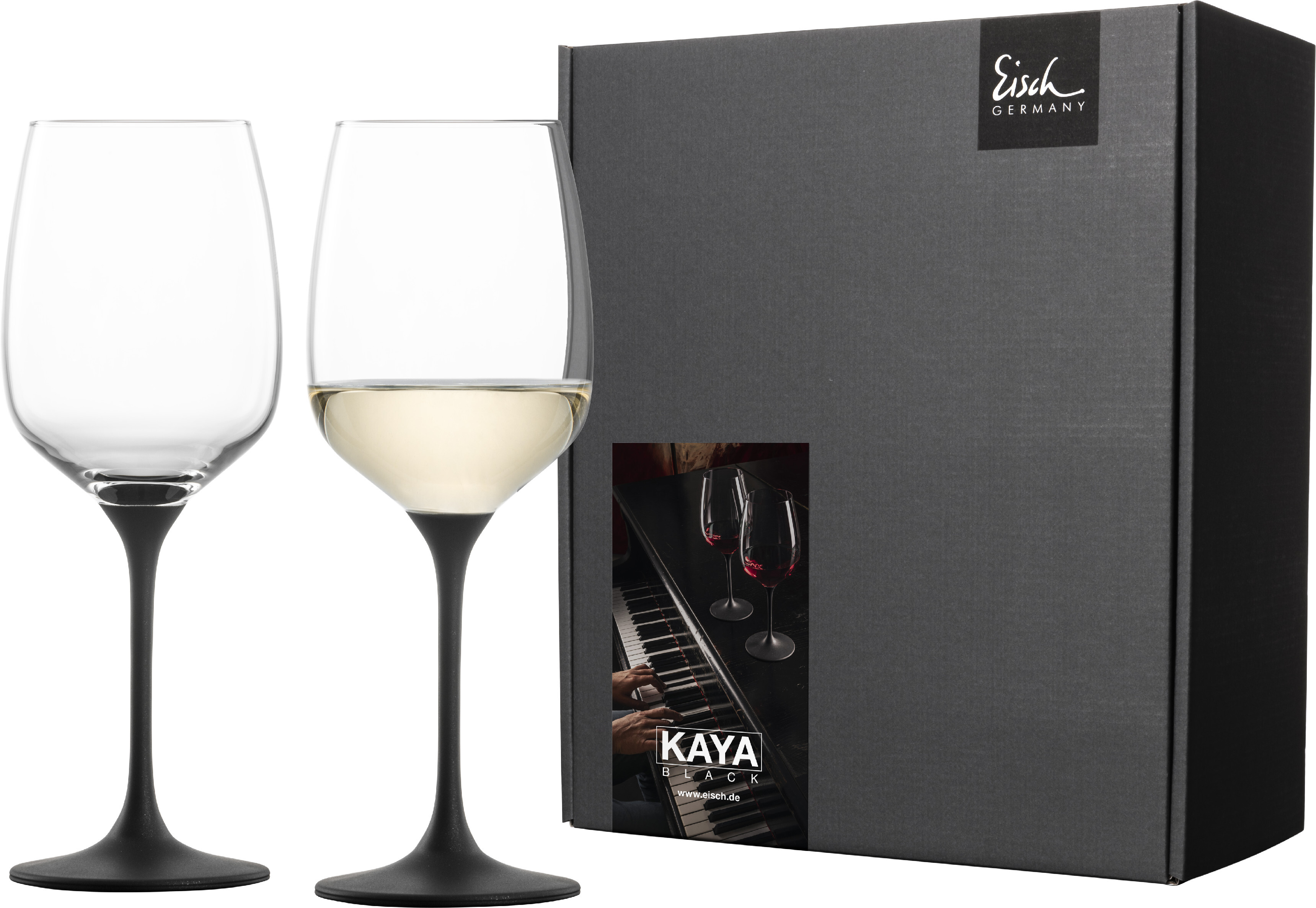 Eisch KAYA BLACK 2er-Set Weißweingläser 77350032