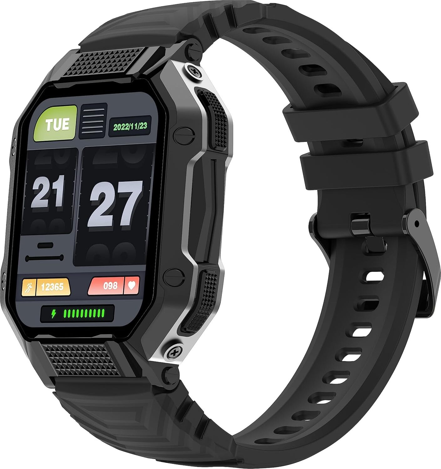findtime Smartwatch Herren mit Telefonfunktion Sportuhr Uhr mit Blutdruckmessung Pulsuhren Whatsapp fähig 1,83 Zoll Wasserdicht Tactical Watch Android IOS