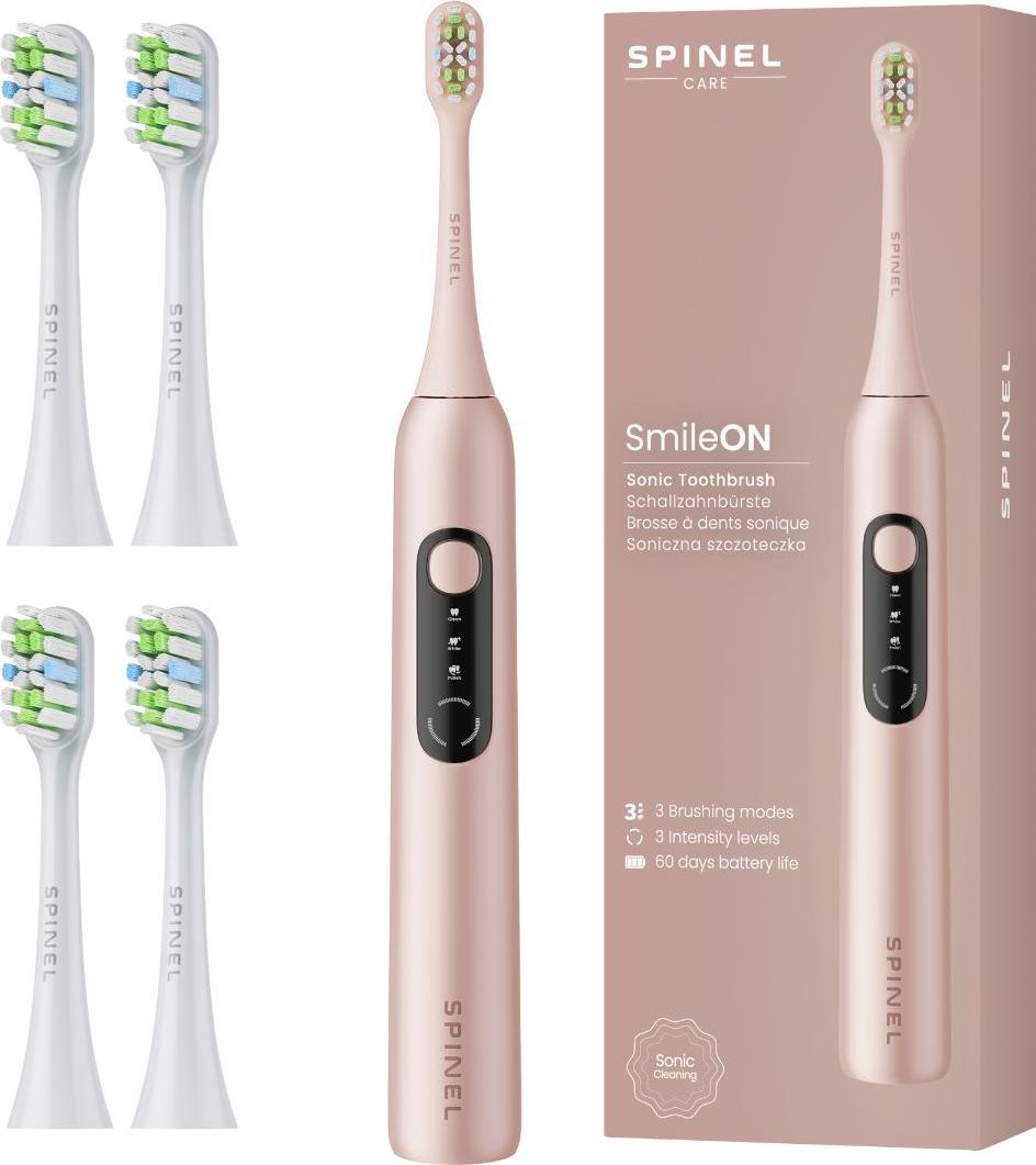 SpinelCare SmileOn Rosa Elektrische Zahnbürste + 4 weiße Spitzen