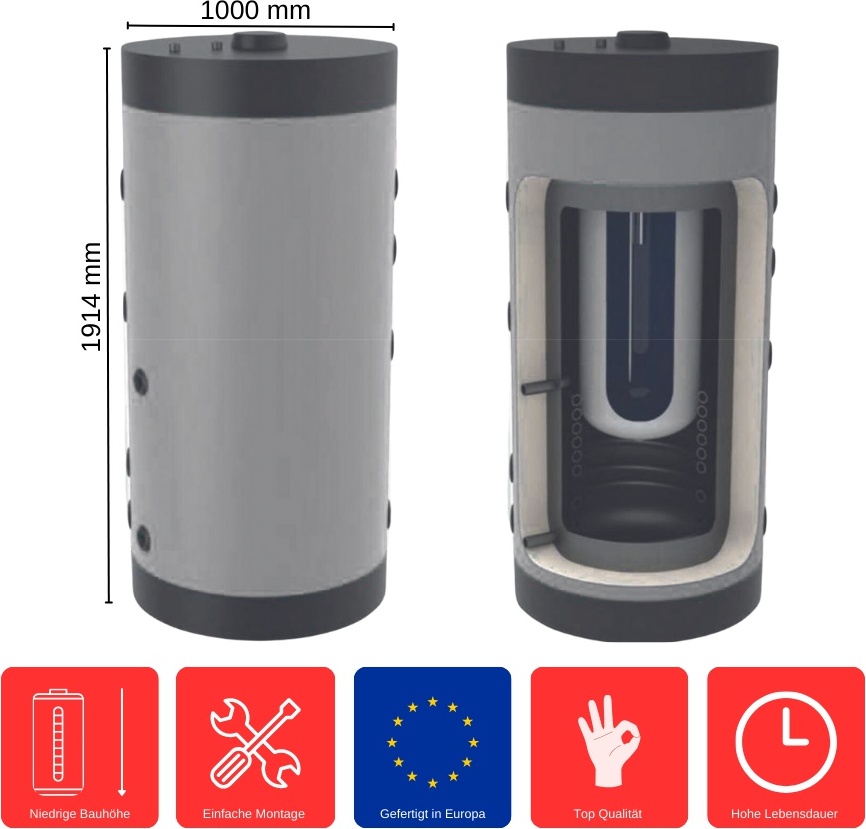 FeuerAnker Kombi-Pufferspeicher 750 L KTT-1-750 Standspeicher Tank in Tank Pufferspeicher