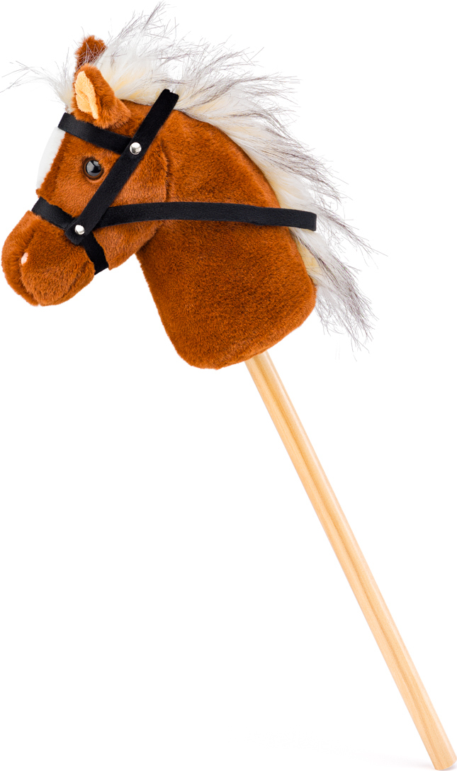 Cheval Bâton Jouet Enfant 100 Cm - Avec Effets Sonores, Roues, Poteau Bois, Peluche