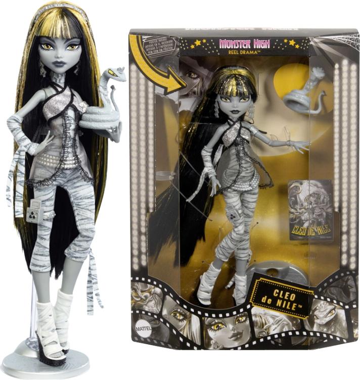 MATTEL | Monster High Puppe Cleo de Nile - 27 cm - Schwarz-Weiß - Sammlerstück mit Plakaten JDR65