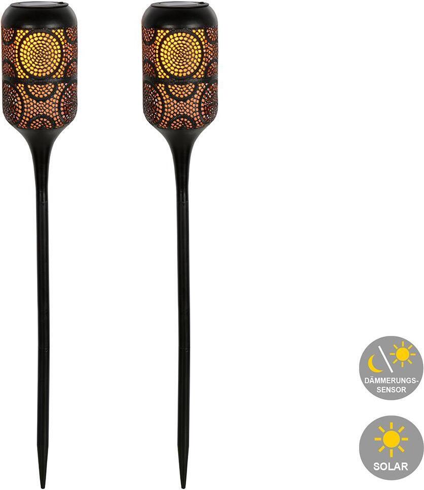 Dapo Leuchten LED Solar-Wegeleuchte mit Flammeneffekt 2er Set