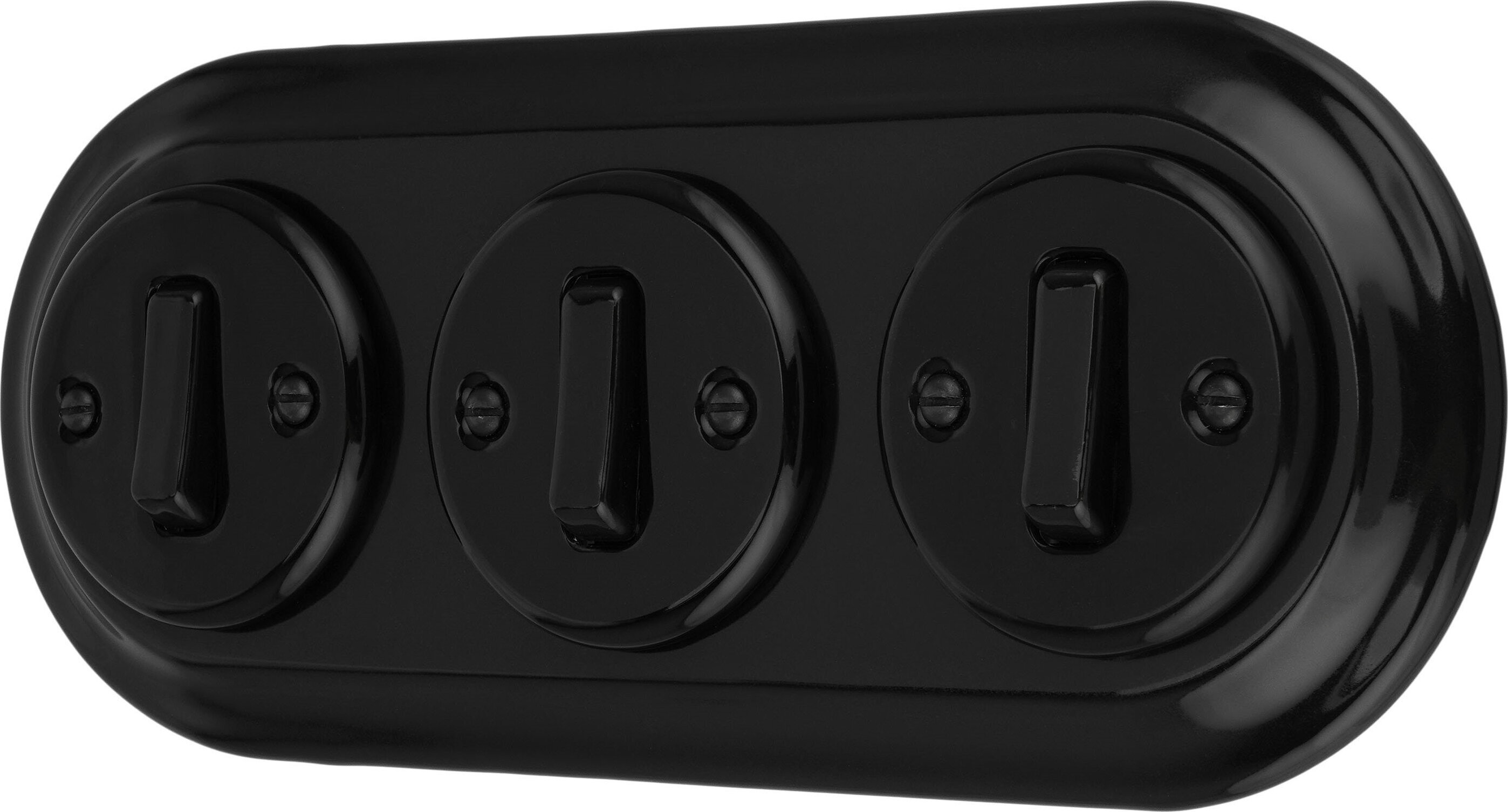 Interruttore A Incasso In Porcellana Retrò – Doppio Pulsante, 2 Scomparti – Serie PR1 Nero, 250V 10A, Con Viti Extra Colorate