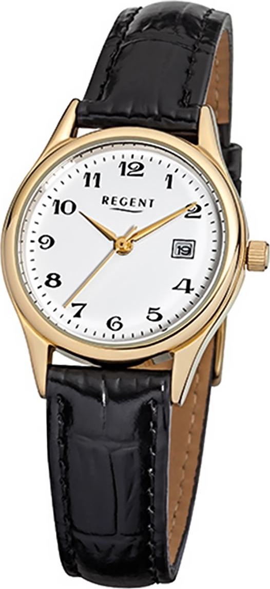 Regent Leather Ladies Watch F-835 Quartz Watch Strap Black D2URF835