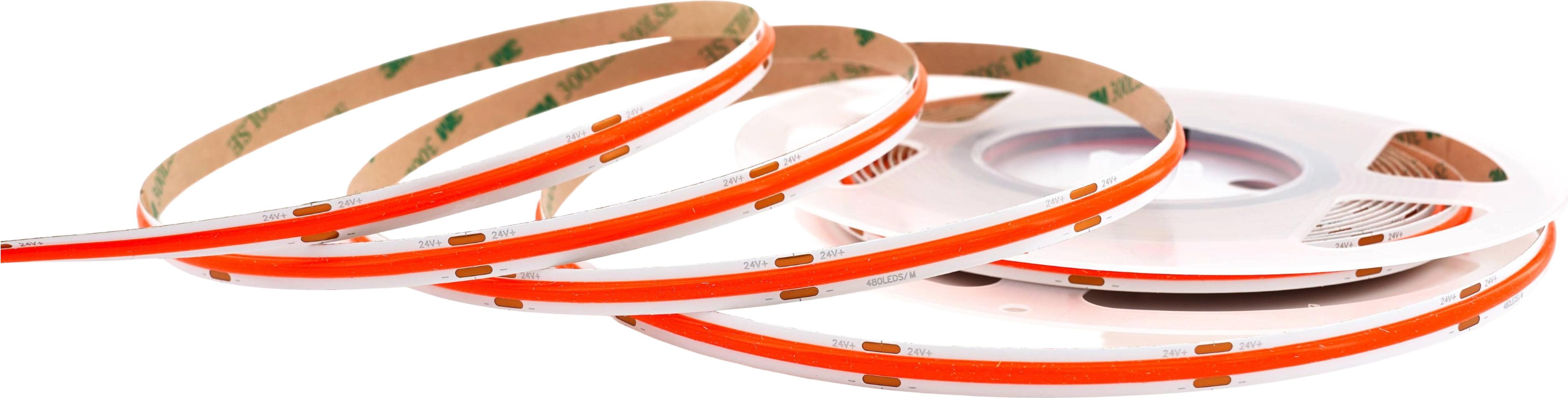 SK-LED COB LED Streifen 24V – 480 LEDs/m – 8 mm – 10W/m – Rot – IP33 – homogener Lichtstreifen