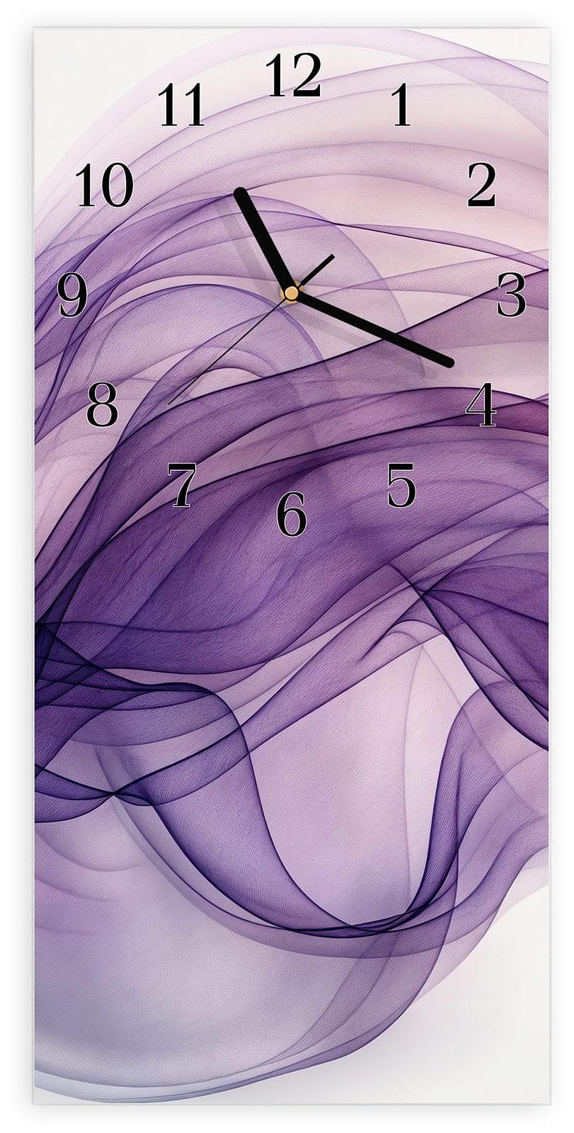 Primedeco Wanduhr aus Glas mit Motiv Schwungvolle Linien- 30 x 60 cm - inkl. Aufhängesystem