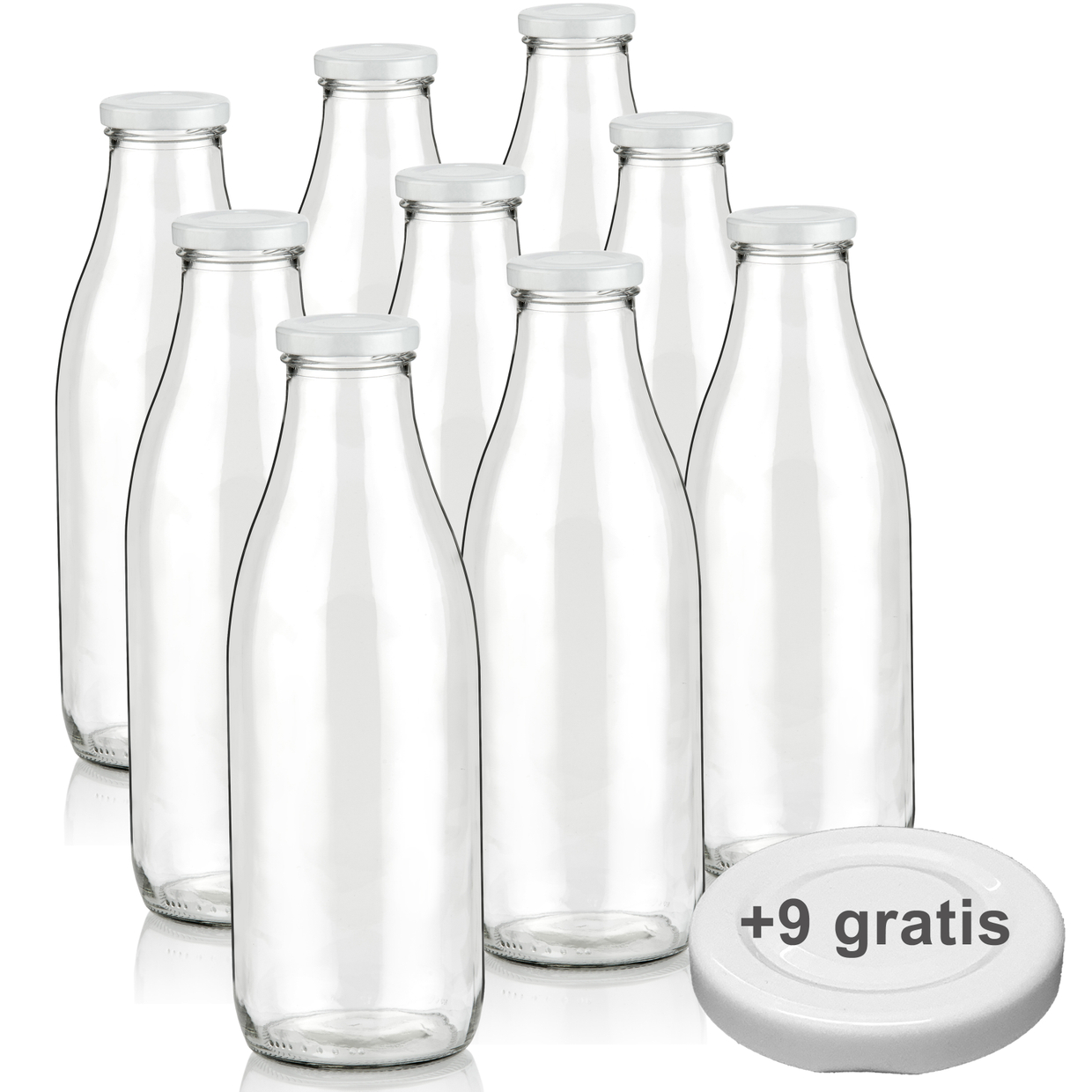 12 x 1000ml Saftflaschen Milchflasche Gold Glasflaschen Flasche Glas Milch 1l 