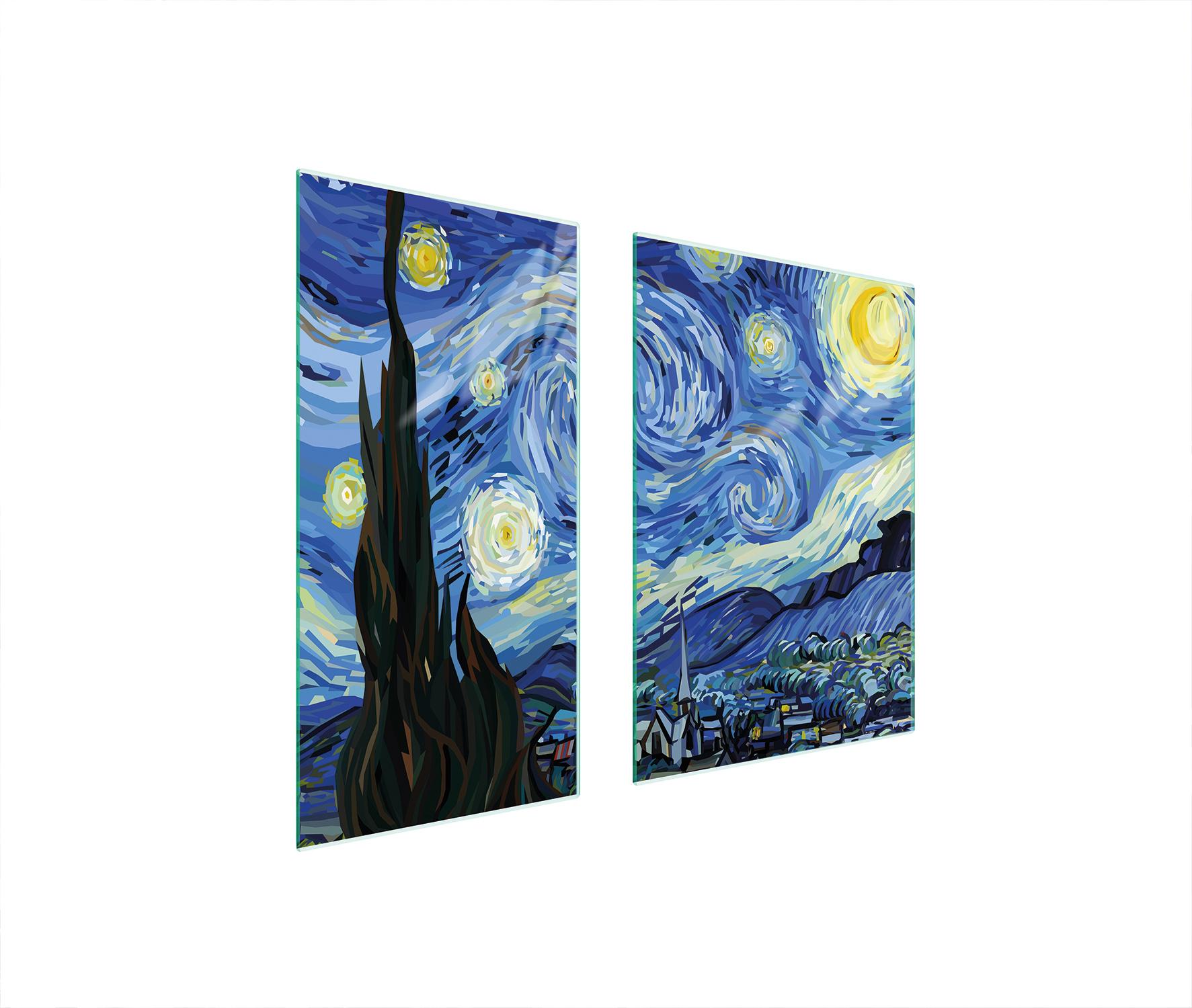 TMK ArtDeko Herdabdeckplatten 2 teilig 75x52 Ceranfeld Abdeckung Glas Schneidebrett Stück Art.