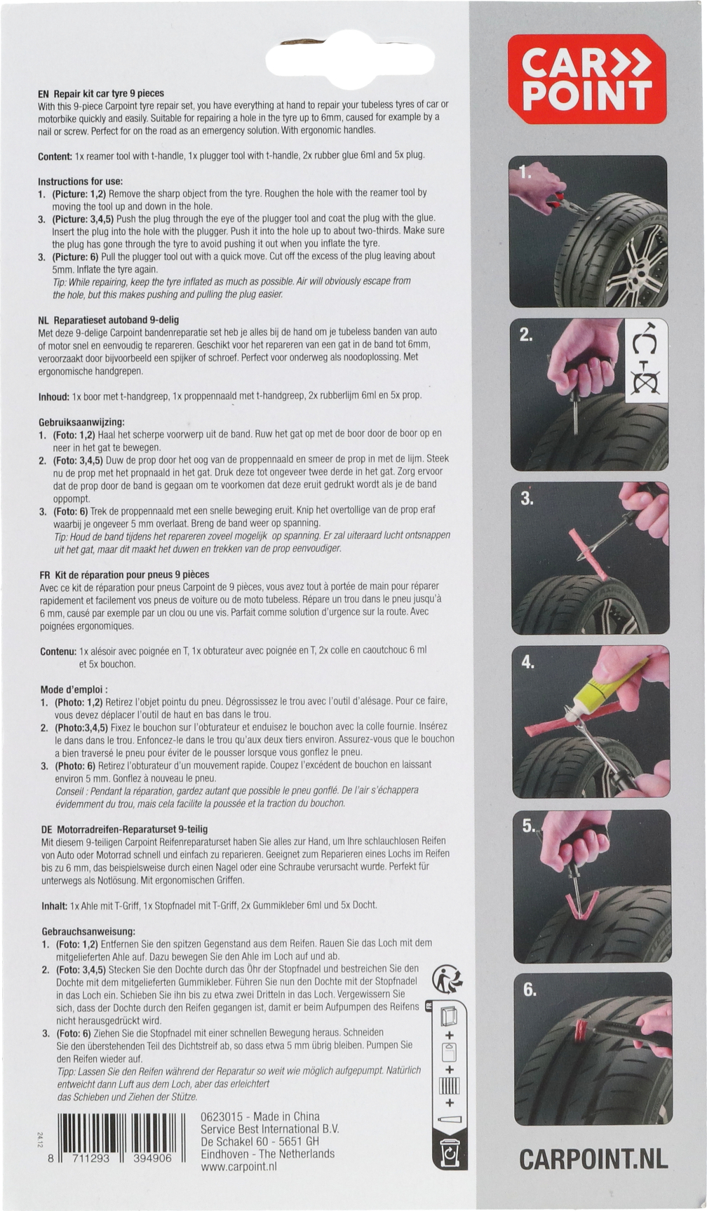 Carpoint Reifenreparaturset 9-teilig