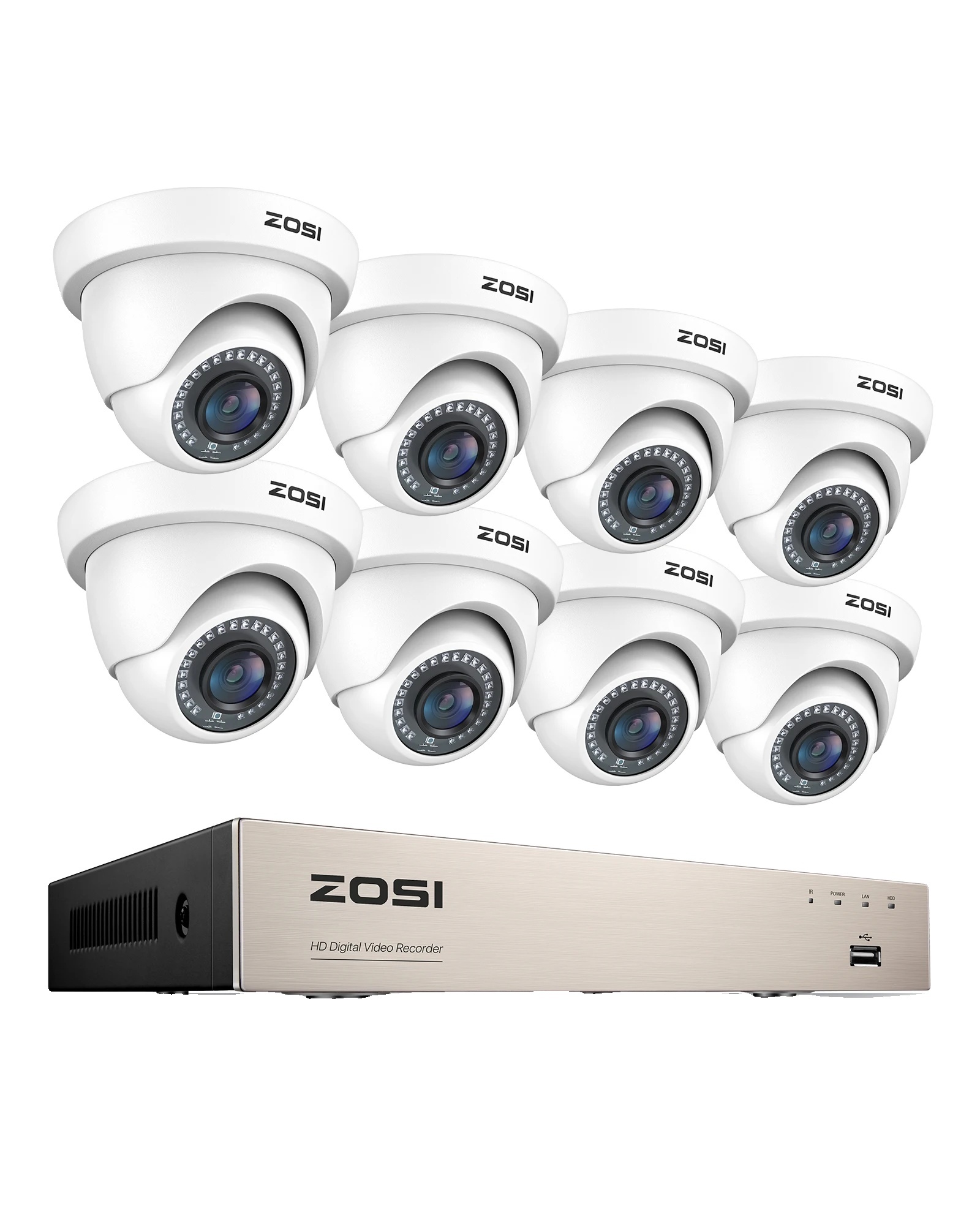 Bezpečnostný kamerový systém, 8 kanálov, vzdialený prístup, biela kamera-a, 1T