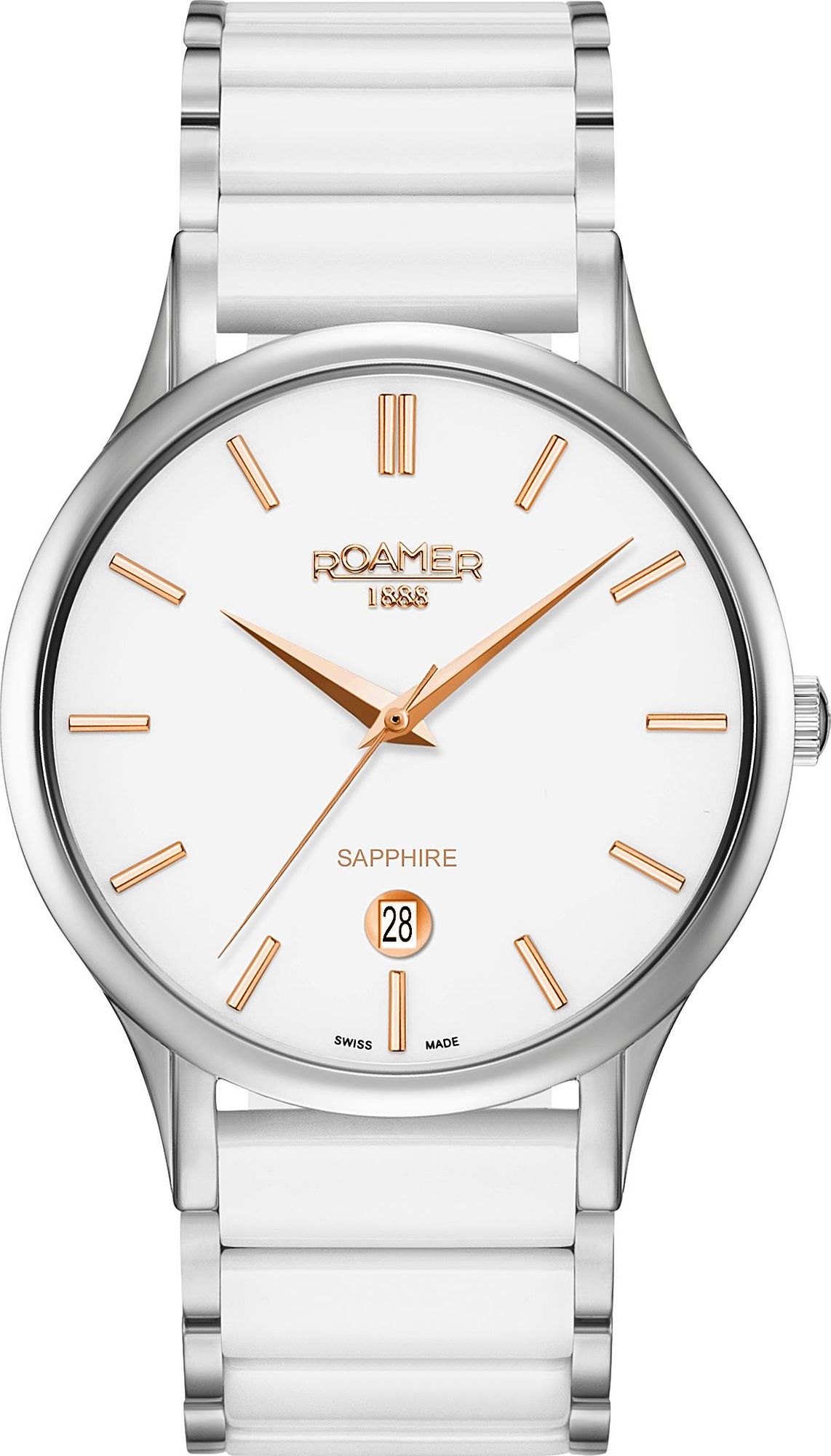 Roamer Herren Armbanduhr C-Line Gents 40 mm Armband Edelstahl, Ceramic 657833 40 25 60