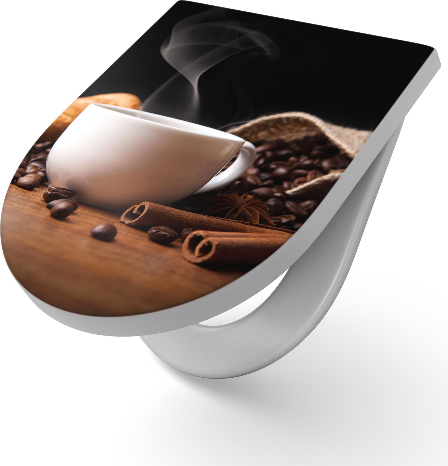 DEQORI WC-Sitz Duroplast 36,4x45,4 cm 'Sinnesfreude Kaffee' Toilettensitz WC-Brille TS-36-45-SC-W-1269-UV