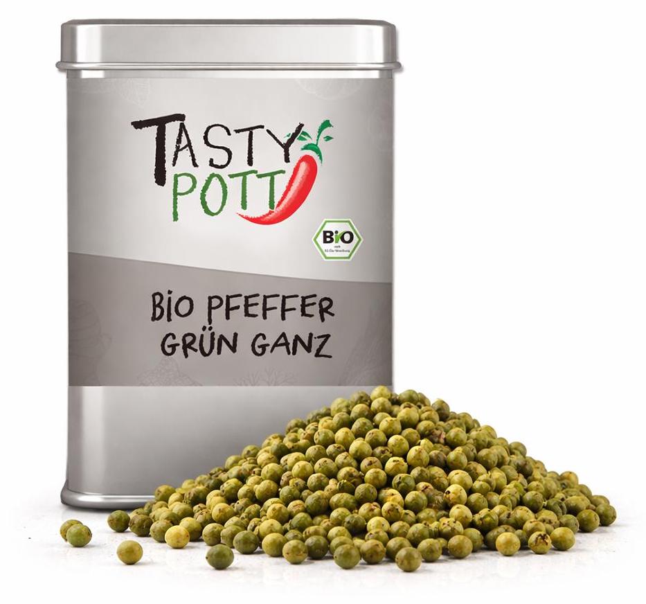 TASTY-POTT Tasty Pott Pfeffer grün - grüne Pfefferkörner - 40g Dose XI-P7B2-9AYA