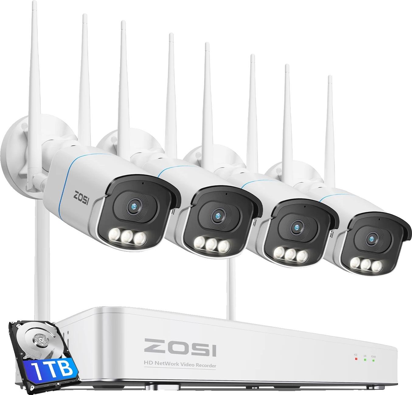 Bezpečnostný kamerový systém, rozlíšenie 4K, skutočné farebné nočné videnie, 8CH 5MP 4PCS kamery