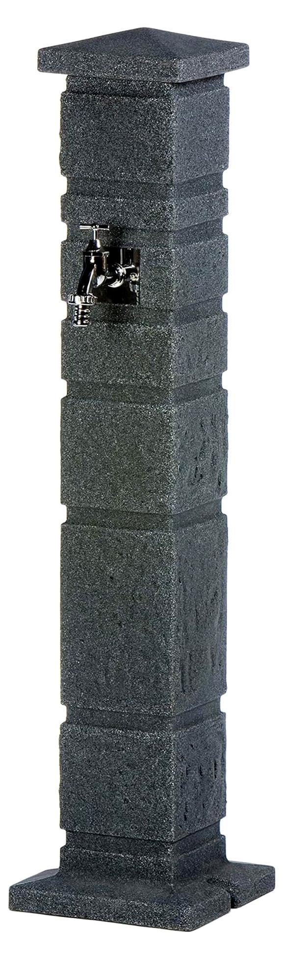 Markenlos Wasserzapfstelle anthrazit - Wasserentnahmestelle Romana black granit aus hochwertigem Kunststoff mit Wasserhahn