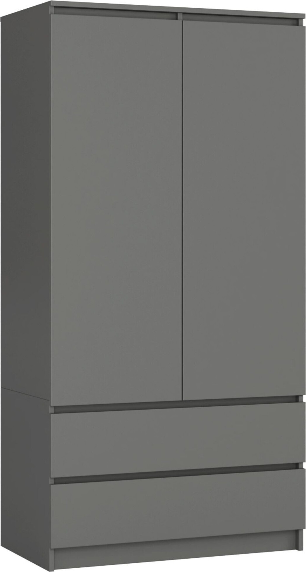 Kleiderschrank AKORD S90 Graphitgrau 90 cm 2 Türen 2 Schubladen 4 Ebenen B90 x H180 x T51 cm SP0PSYSSZAR010