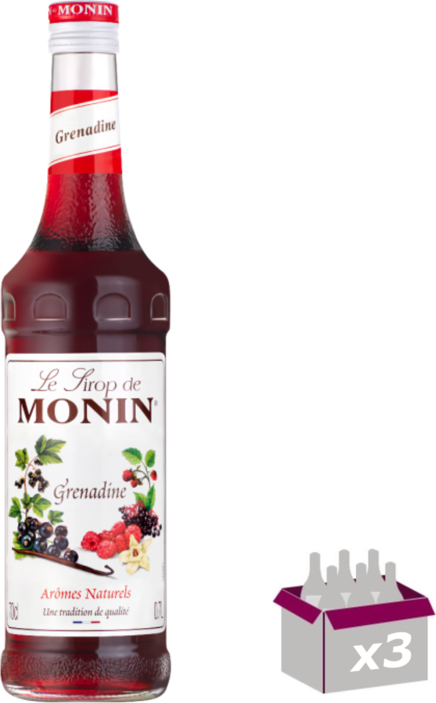 Lot de 3 Sirop Monin - Grenadine - 1L