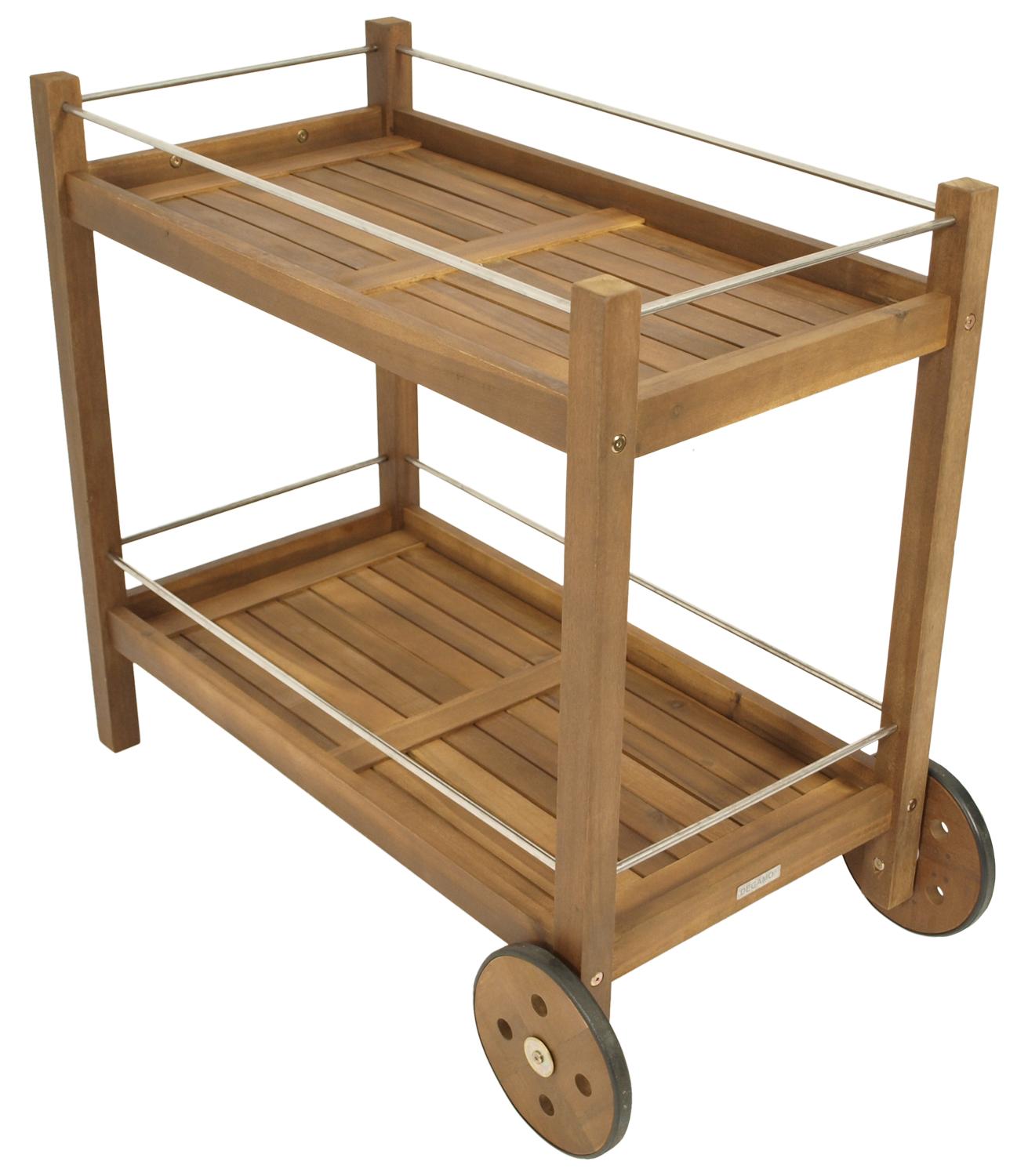 FRG Servierwagen mit Rollen aus Akazienholz, Oberfläche geölt. -.