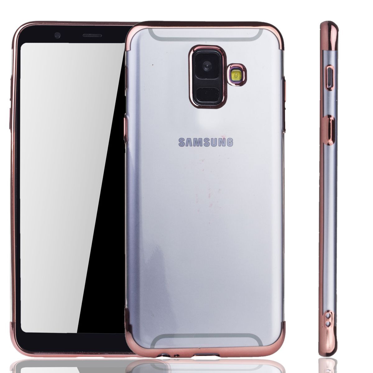 Puzdro na mobilný telefón pre Samsung Galaxy A6 2018 Rose Pink - číre - TPU silikónový zadný kryt v transparentnej ružovej farbe