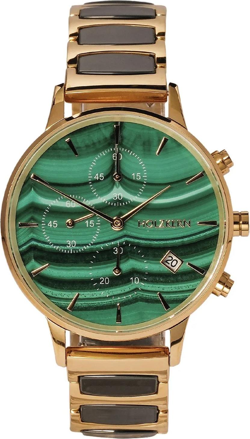 Dámske hodinky Holzkern s chronografom Jolly malachit/keramika