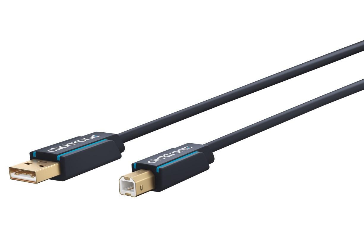 ClickTronic 1.8m USB 2.0 A/B m/m, 2.0, USB A, USB B, 480 Mbit/Sek, 1.8 m 70096