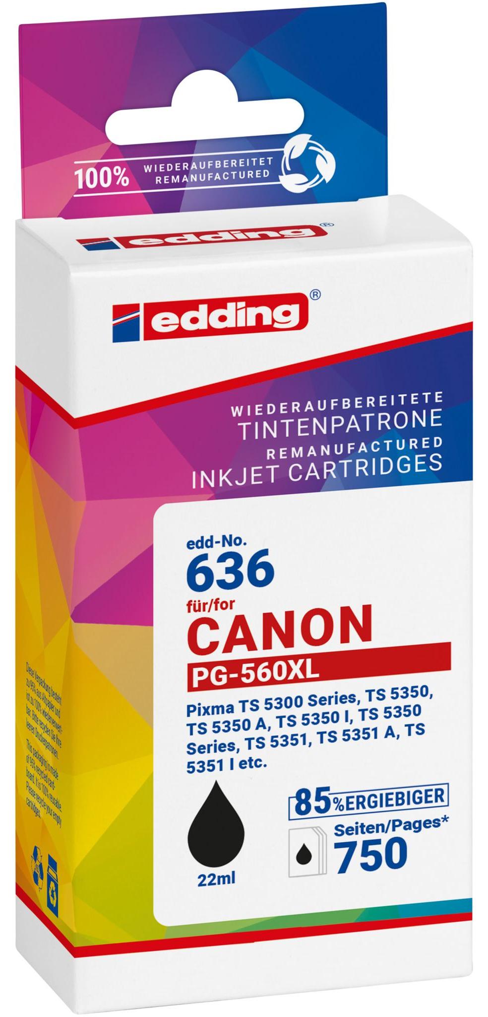 Edding EDD-636, Čierna, 22 ml, 1 kusov, 750 strany, Balenie po jednom kuse