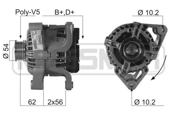ERA 210162A Alternátor LiMa 70 A 14 V pre OPEL Corsa D hatchback (S07), Corsa C hatchback (X01), Meriva A (X03) a Astra H Caravan (A04)
