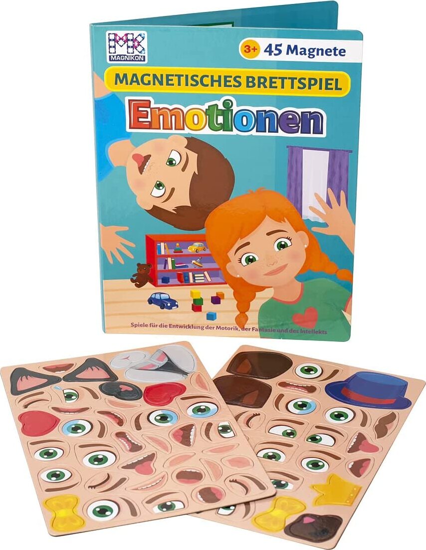 Magnikon Magnetspiel Emotionen, 45 Magnete, Spielfeld 33x51,5 cm, Feinmotorik & Gesichtsausdrücke lernen