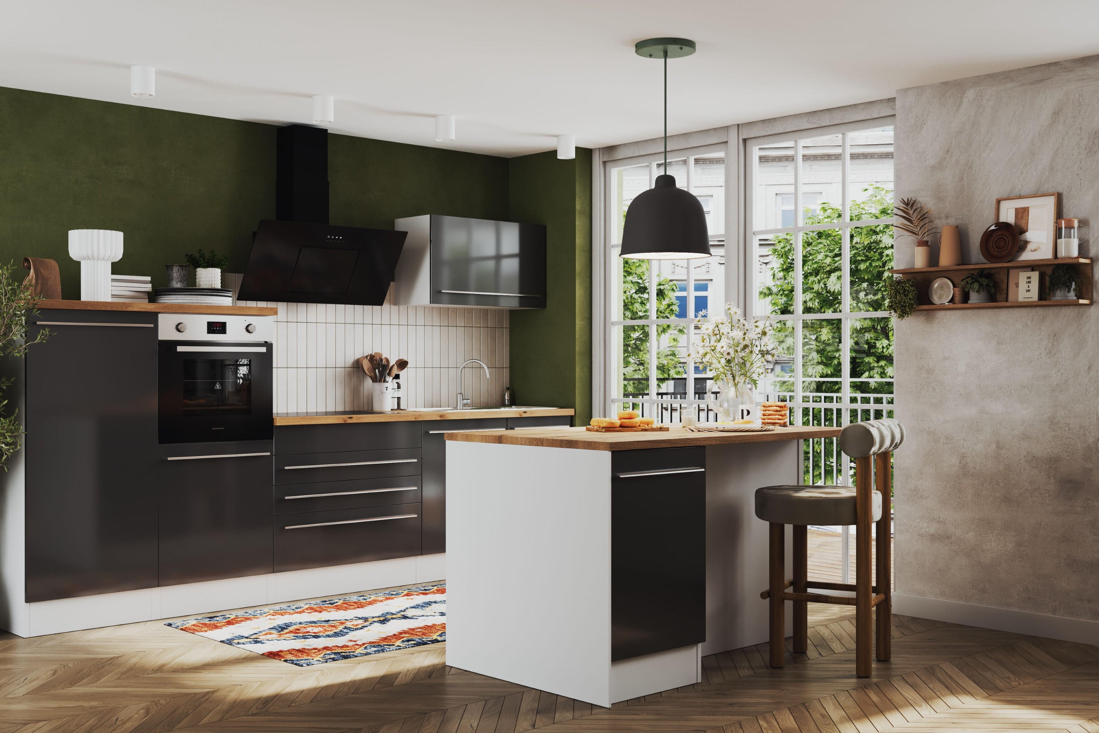 Küche Inselküche Küchenzeile Grau Gabriel 320 cm Respekta