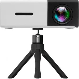 Mini projektor - FHD 1080P kompaktný projektor s krátkou projekčnou vzdialenosťou, jednoduchá preprava, vhodný jas, 3D efekt, so stojanom na projektor
