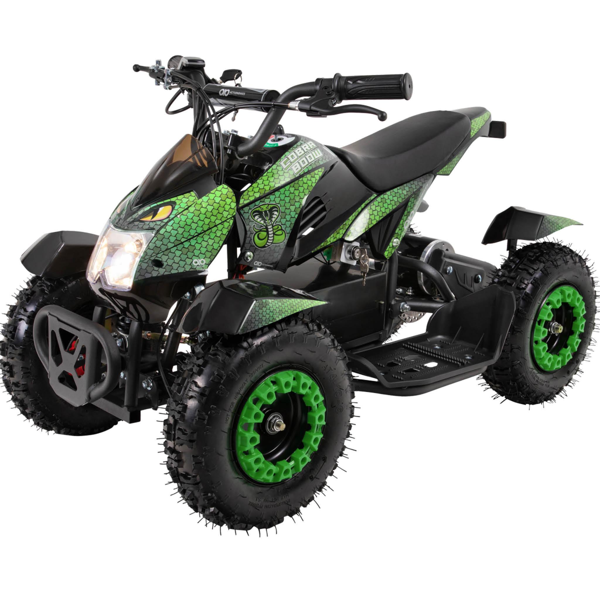 Actionbikes Motors Elektro Kinderquad Cobra | 800 Watt - Pocket Quad bis 24 km/h - Elektroquad - Kinder Fahrzeug - Mini Quad - Elektroauto - Batterie (Grün/Schwarz) PR0000296-11