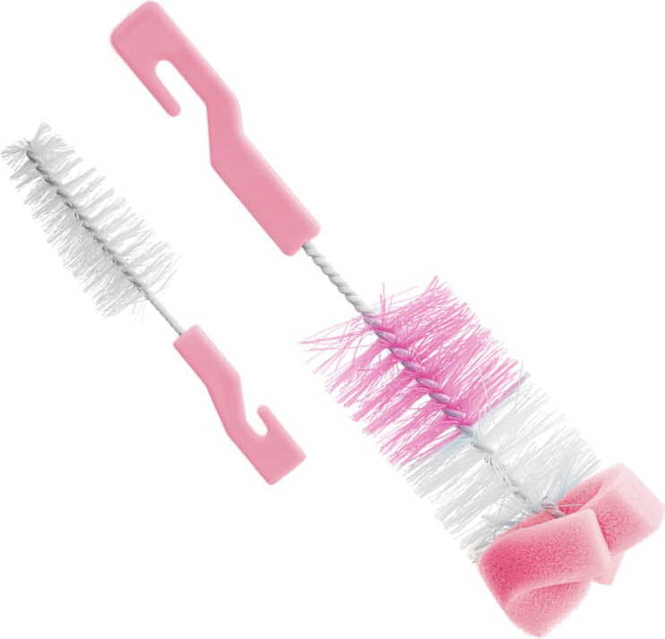 Bürste mit Schwamm für Flaschen und Zitzen Pink / Bocioland