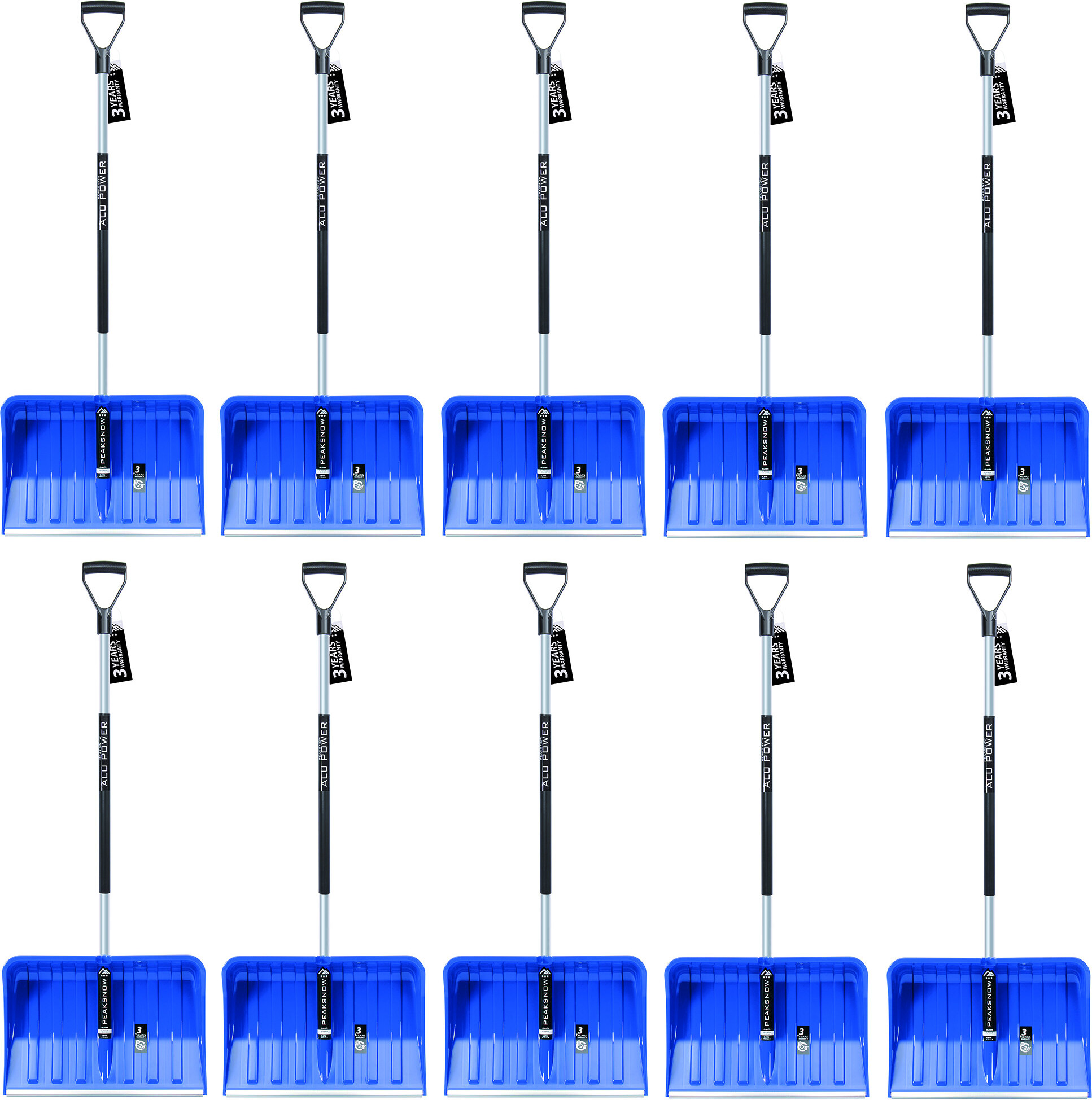 Prosperplast 10X Schneeschaufel Mit Ergonomischem Griff - Schneeräumer Für Kleine Und Große Schneemengen Kunststoff-Blatt, Aluminiumkante, Aluminium-Stiel